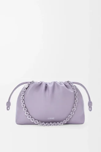 Medium Flamenco purse in mellow nappa lambskin Dirty Mauve