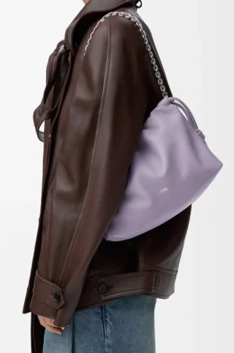 Medium Flamenco purse in mellow nappa lambskin Dirty Mauve