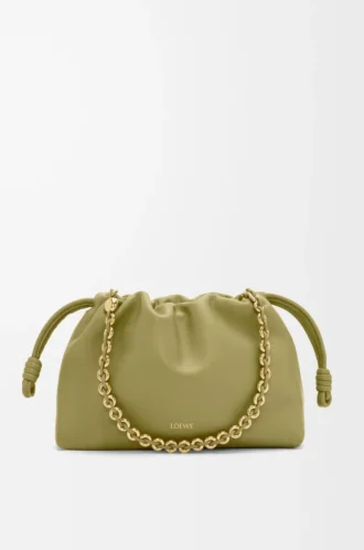 Medium Flamenco purse in mellow nappa lambskin Light Moss