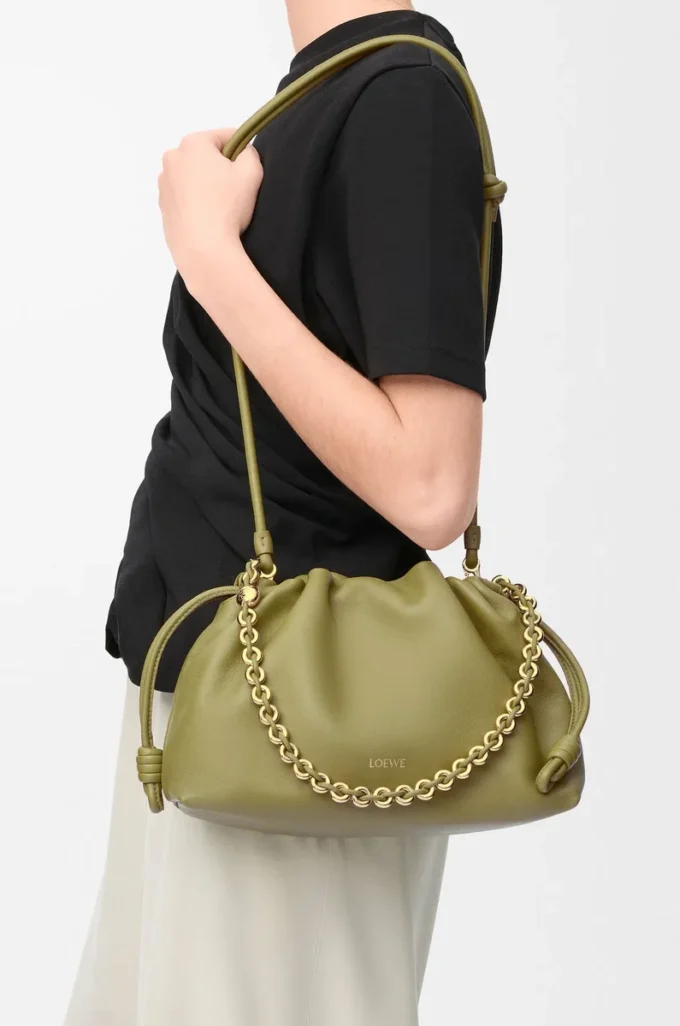 Medium Flamenco purse in mellow nappa lambskin Light Moss Medium Flamenco purse in mellow nappa lambskin Light Moss