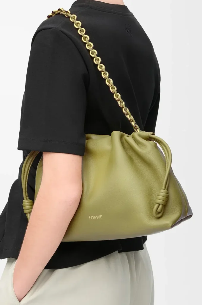 Medium Flamenco purse in mellow nappa lambskin Light Moss Medium Flamenco purse in mellow nappa lambskin Light Moss