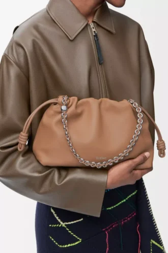 Medium Flamenco purse in mellow nappa lambskin Mocha