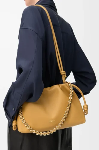 Medium Flamenco purse in mellow nappa lambskin Sahara