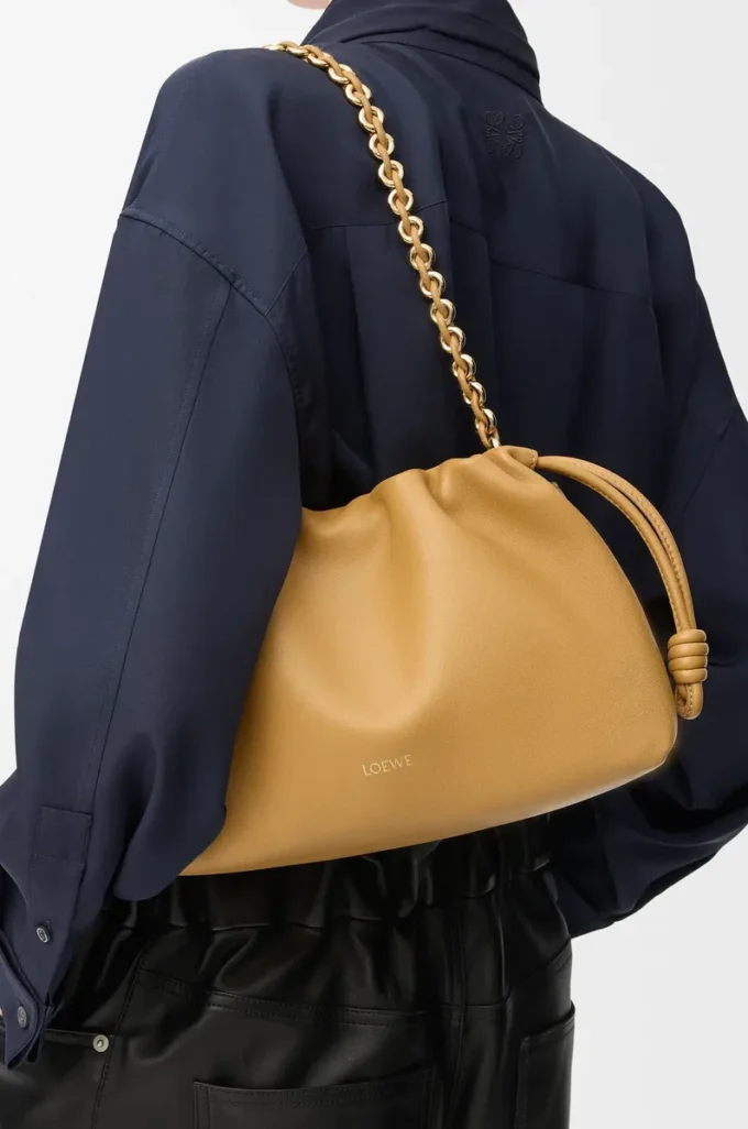 Medium Flamenco purse in mellow nappa lambskin Sahara