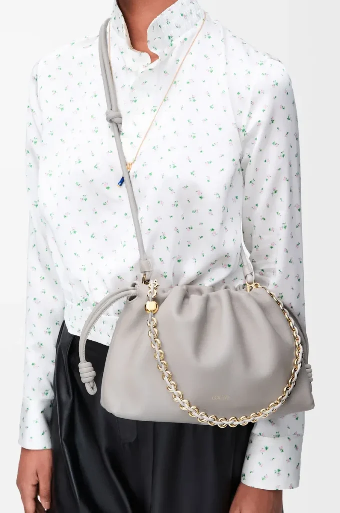 Medium Flamenco purse in mellow nappa lambskin Shell Grey Medium Flamenco purse in mellow nappa lambskin Shell Grey
