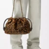 Medium Flamenco purse in printed shearling Beige/Brown Medium Flamenco purse in printed shearling Beige/Brown