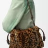Medium Flamenco purse in printed shearling Beige/Brown Medium Flamenco purse in printed shearling Beige/Brown