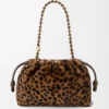 Medium Flamenco purse in printed shearling Beige/Brown Medium Flamenco purse in printed shearling Beige/Brown