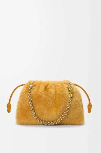 Medium Flamenco purse in shearling Yellow