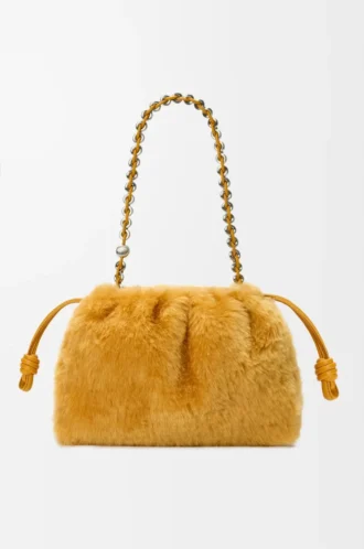 Medium Flamenco purse in shearling Yellow