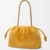 Medium Flamenco purse in shearling Yellow Medium Flamenco purse in shearling Yellow