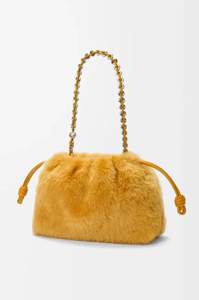 Medium Flamenco purse in shearling Yellow Medium Flamenco purse in shearling Yellow