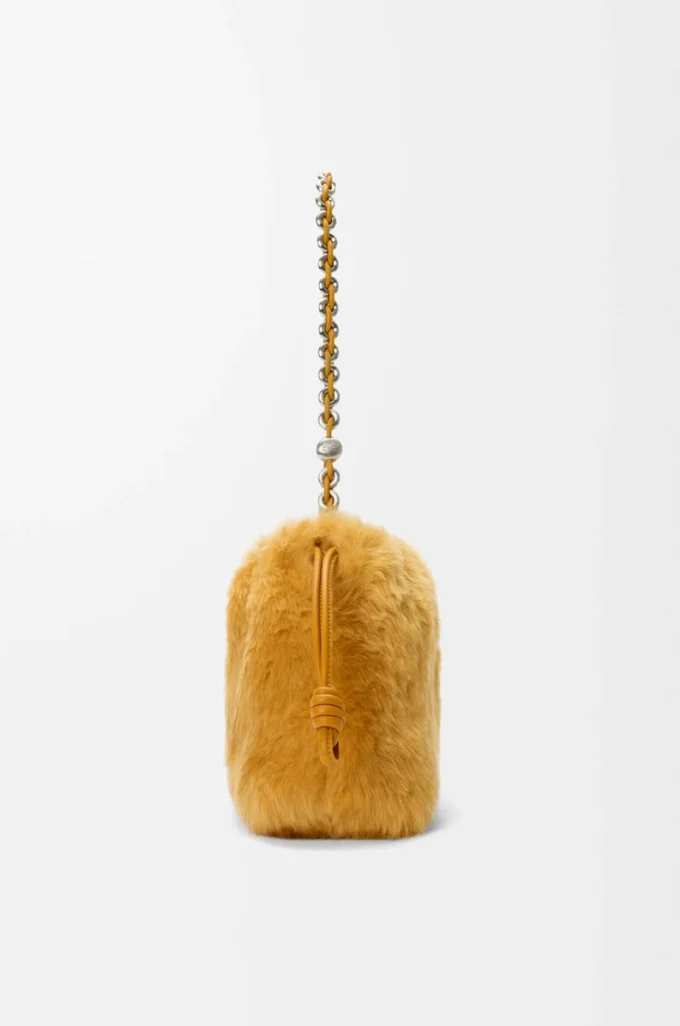 Medium Flamenco purse in shearling Yellow Medium Flamenco purse in shearling Yellow