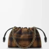 Medium Flamenco purse in tartan suede Tan/Black