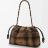Medium Flamenco purse in tartan suede Tan/Black