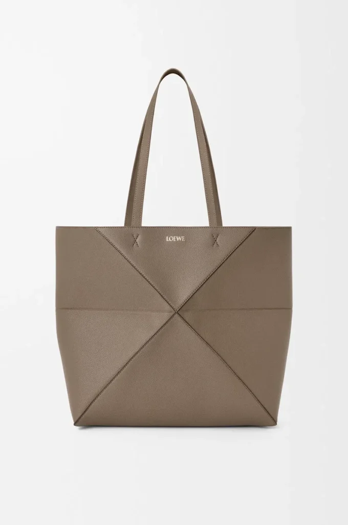 Medium horizontal Puzzle Fold tote in soft grained calfskin Taupe Medium horizontal Puzzle Fold tote in soft grained calfskin Taupe