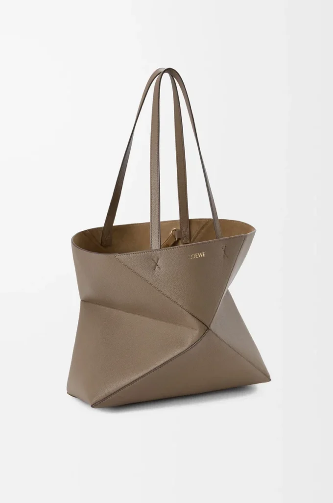 Medium horizontal Puzzle Fold tote in soft grained calfskin Taupe Medium horizontal Puzzle Fold tote in soft grained calfskin Taupe