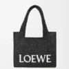 Medium LOEWE Font tote in raffia Black