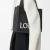Medium LOEWE Font tote in raffia Black