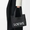 Medium LOEWE Font tote in raffia Black