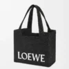 Medium LOEWE Font tote in raffia Black