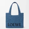 Medium LOEWE Font tote in raffia Light Blue