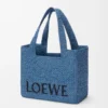 Medium LOEWE Font tote in raffia Light Blue