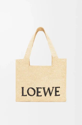 Medium LOEWE Font tote in raffia Natural