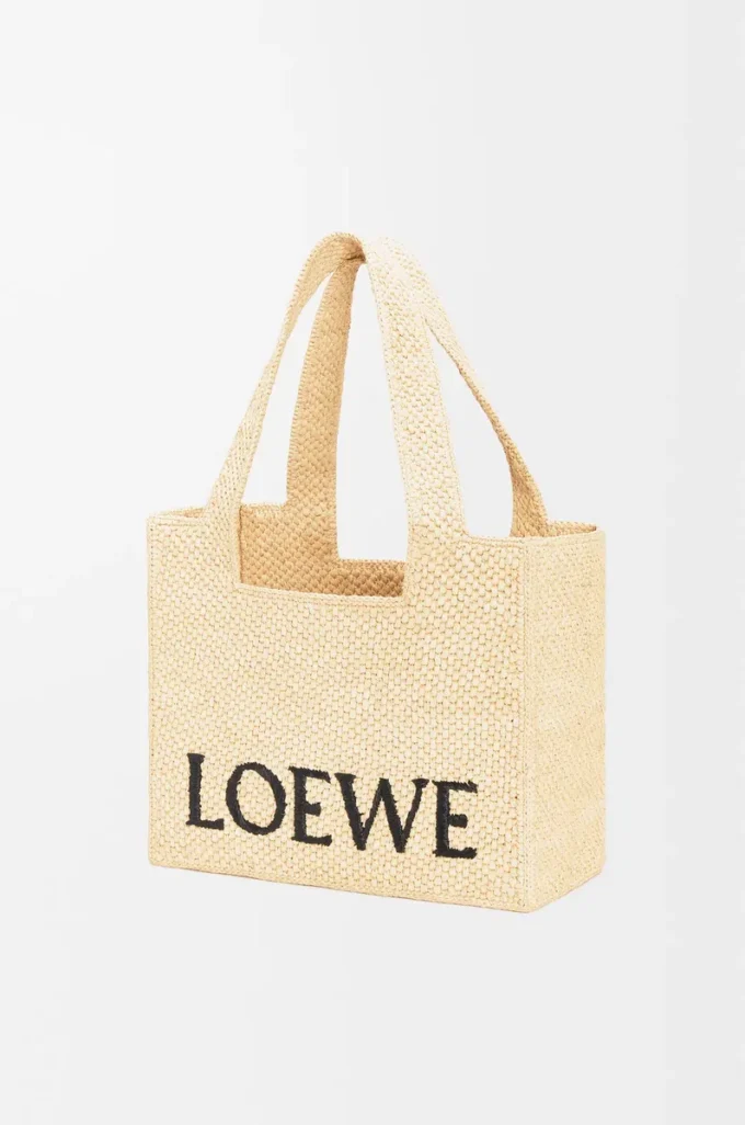 Medium LOEWE Font tote in raffia Natural Medium LOEWE Font tote in raffia Natural