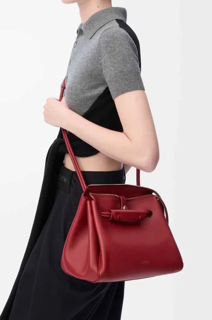 Medium Madrid bag in supple calfskin Burnt Red