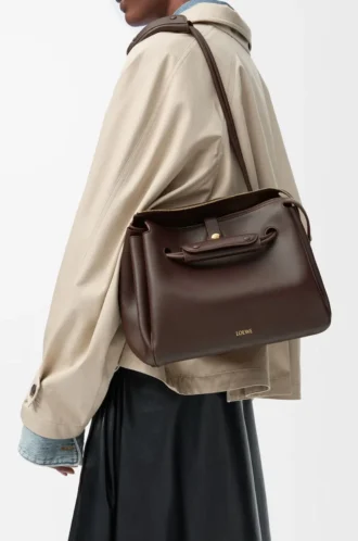 Medium Madrid bag in supple calfskin Dark Chestnut