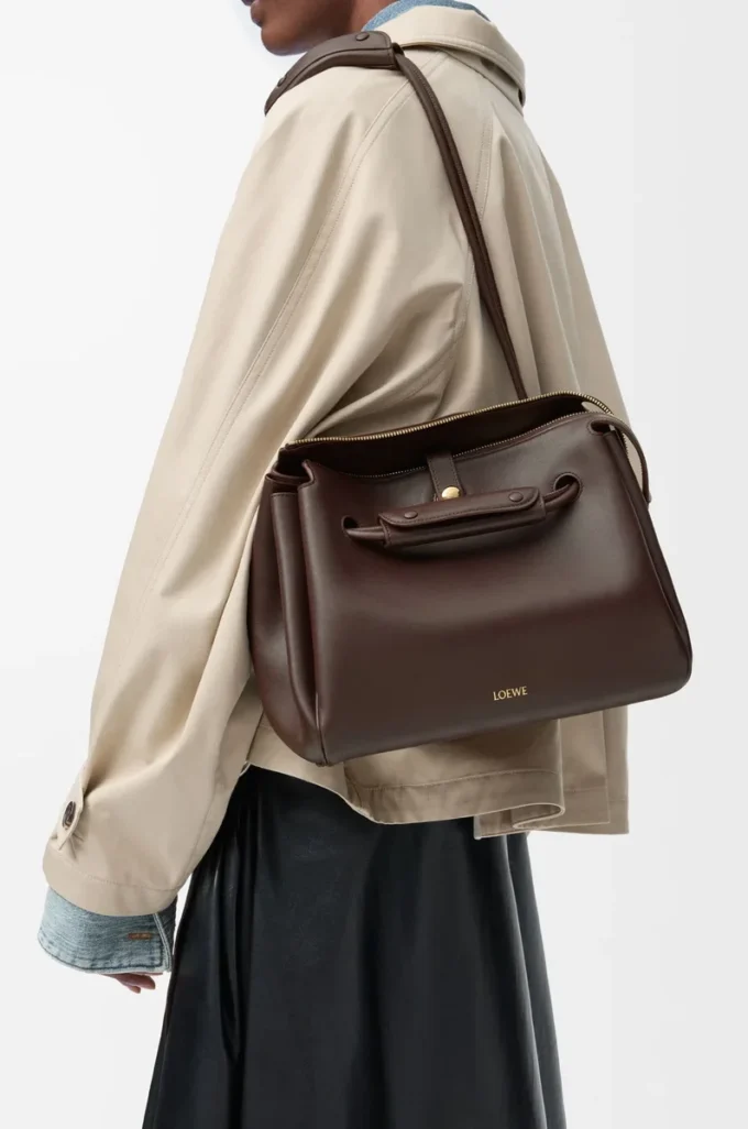 Medium Madrid bag in supple calfskin Dark Chestnut