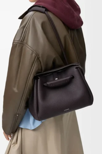 Medium Madrid bag in supple grained calfskin Dark Ebony