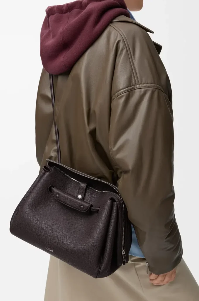 Medium Madrid bag in supple grained calfskin Dark Ebony