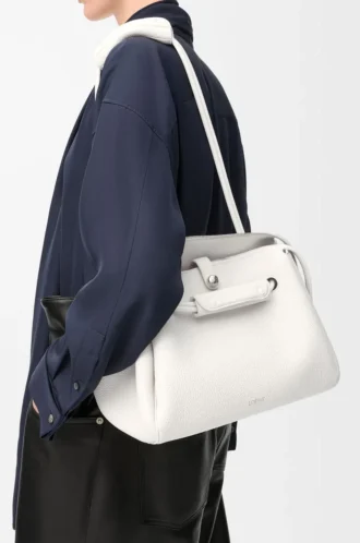 Medium Madrid bag in supple grained calfskin Soft White
