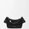 Medium Ola bag in raffia and calfskin Black