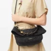 Medium Ola bag in raffia and calfskin Black