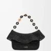 Medium Ola bag in raffia and calfskin Black