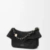 Medium Ola bag in raffia and calfskin Black