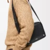 Medium Pebble messenger bag in smooth calfskin Black Medium Pebble messenger bag in smooth calfskin Black