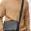 Medium Pebble messenger bag in smooth calfskin Black Medium Pebble messenger bag in smooth calfskin Black
