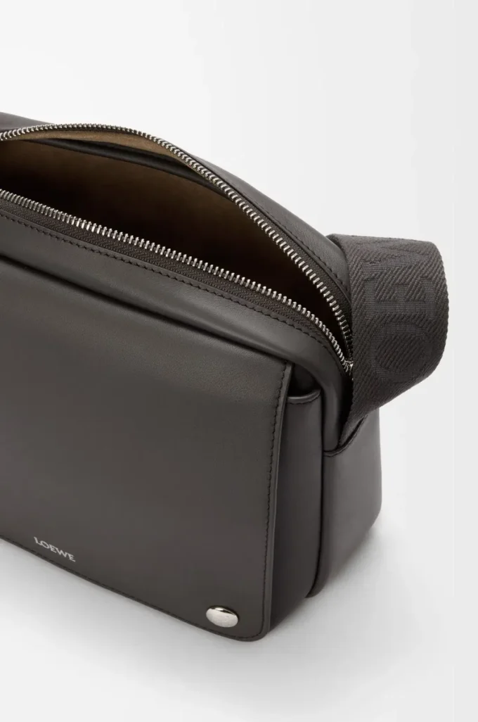 Medium Pebble messenger bag in smooth calfskin Dark Grey Medium Pebble messenger bag in smooth calfskin Dark Grey