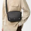 Medium Pebble messenger bag in supple grained calfskin Black