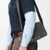Medium Pebble messenger bag in supple grained calfskin Dark Grey Medium Pebble messenger bag in supple grained calfskin Dark Grey