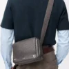 Medium Pebble messenger bag in supple grained calfskin Dark Grey Medium Pebble messenger bag in supple grained calfskin Dark Grey