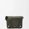 Medium Pebble messenger bag in supple grained calfskin Dark Khaki