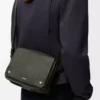 Medium Pebble messenger bag in supple grained calfskin Dark Khaki