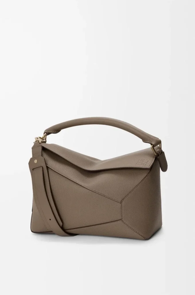 Medium Puzzle Edge bag in soft grained calfskin Taupe