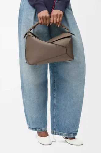 Medium Puzzle Edge bag in soft grained calfskin Taupe
