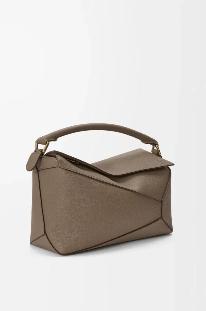 Medium Puzzle Edge bag in soft grained calfskin Taupe